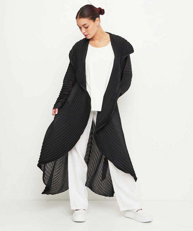 Thanny Long Hooded Pleated Coat