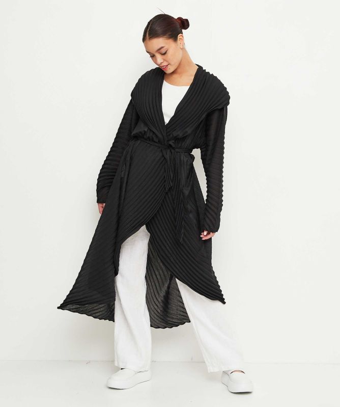 Thanny Long Hooded Pleated Coat