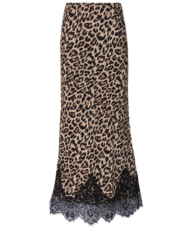 Never Fully Dressed Leopard Lace Maeva Midi Skirt
