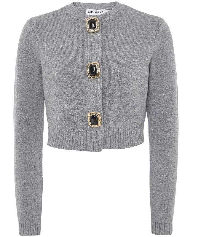 Self-Portrait Cropped Wool Cardigan