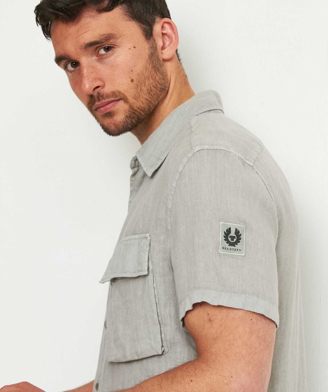 Belstaff Short Sleeve Linen Scale Shirt