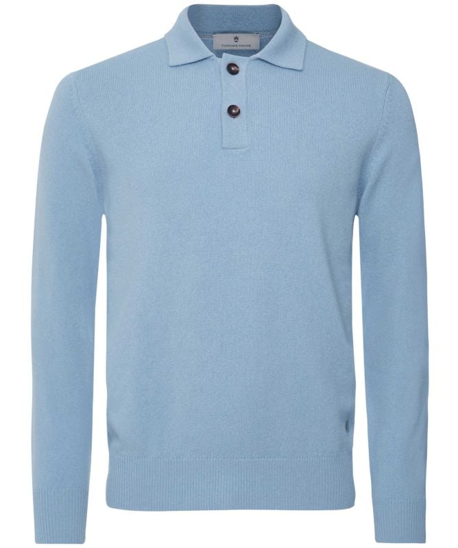 Thomas Maine Lambswool Long Sleeve Polo Shirt
