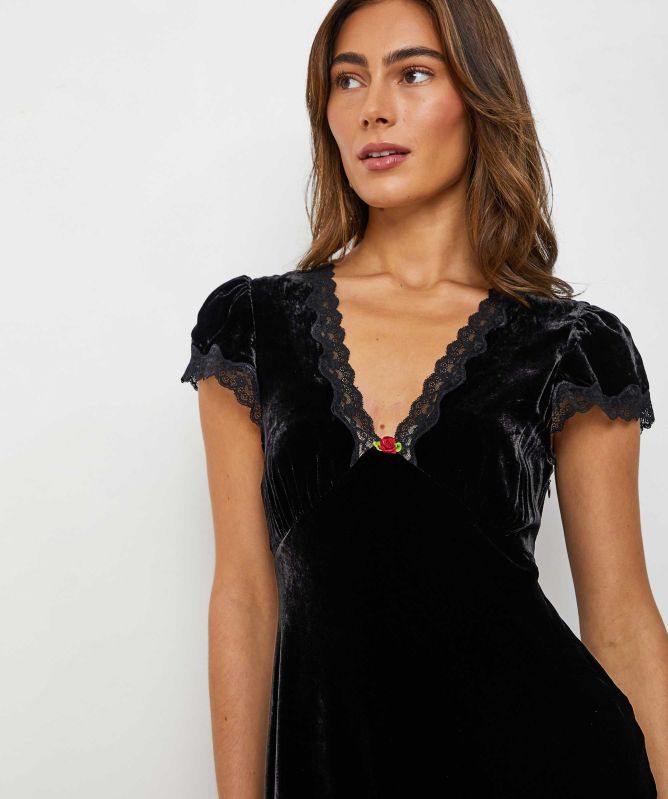 RIXO Clarice Velvet Midi Dress