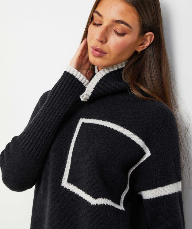 Eddy and Ivy Contrast Trim Roll Neck Jumper