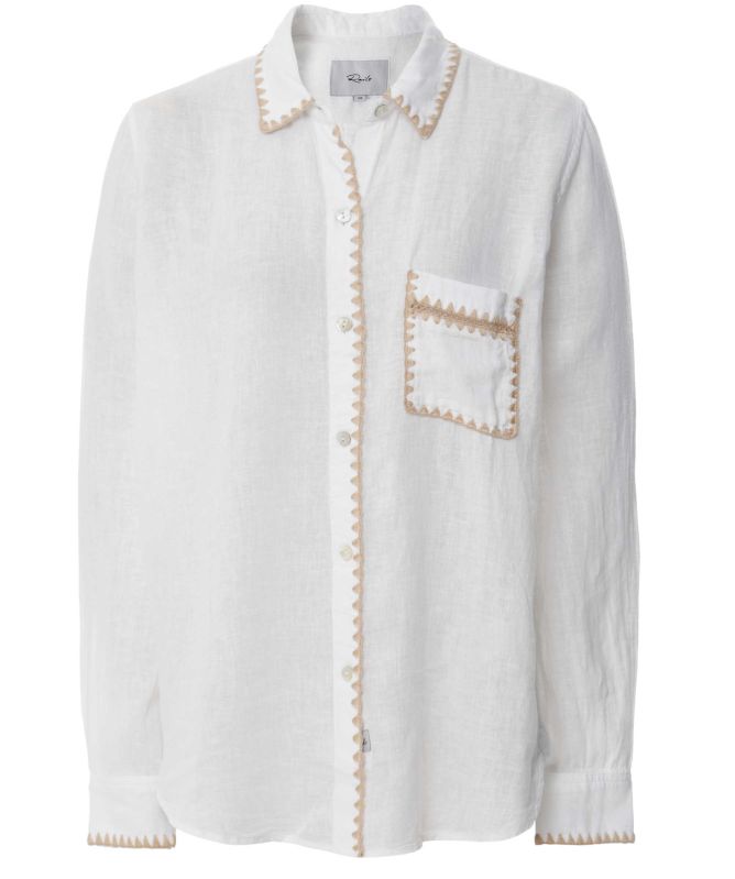 Rails Charli White Blanket Stitch Shirt
