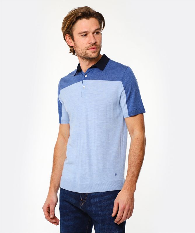 Thomas Maine Merino Wool Colour Block Polo Shirt