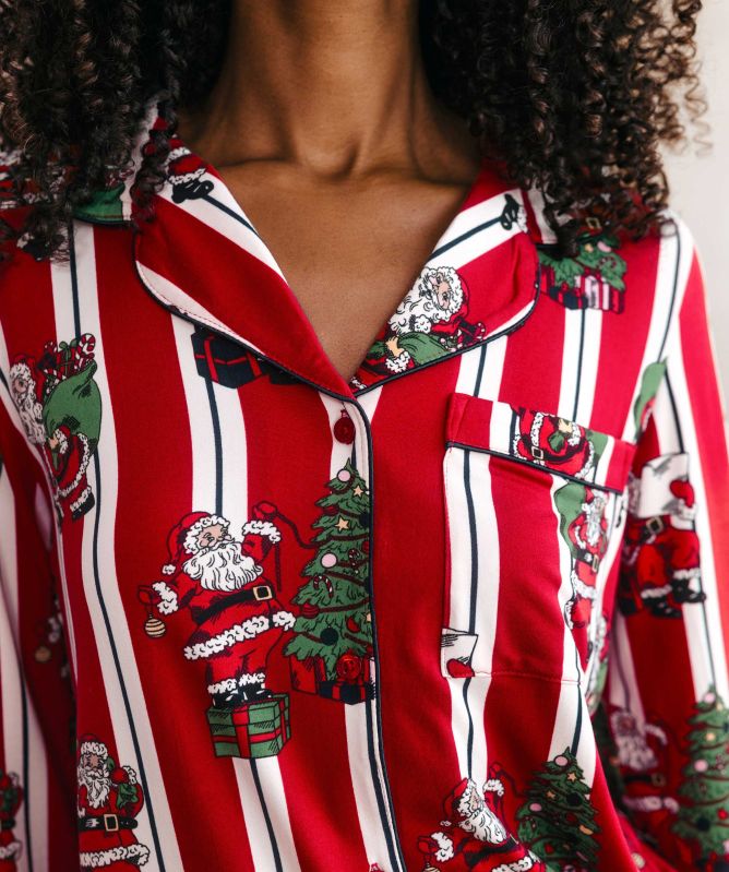 Chelsea Peers Vintage Santa Print Long Pyjama Set