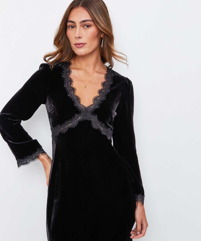 RIXO Alessi Velvet Midi Dress