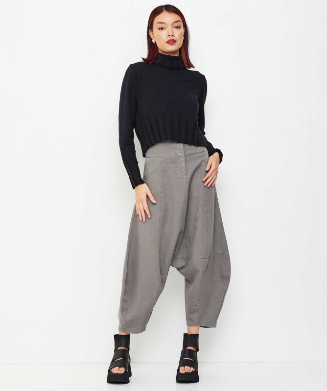 Lurdes Bergada Linen-Blend Cropped Dungarees