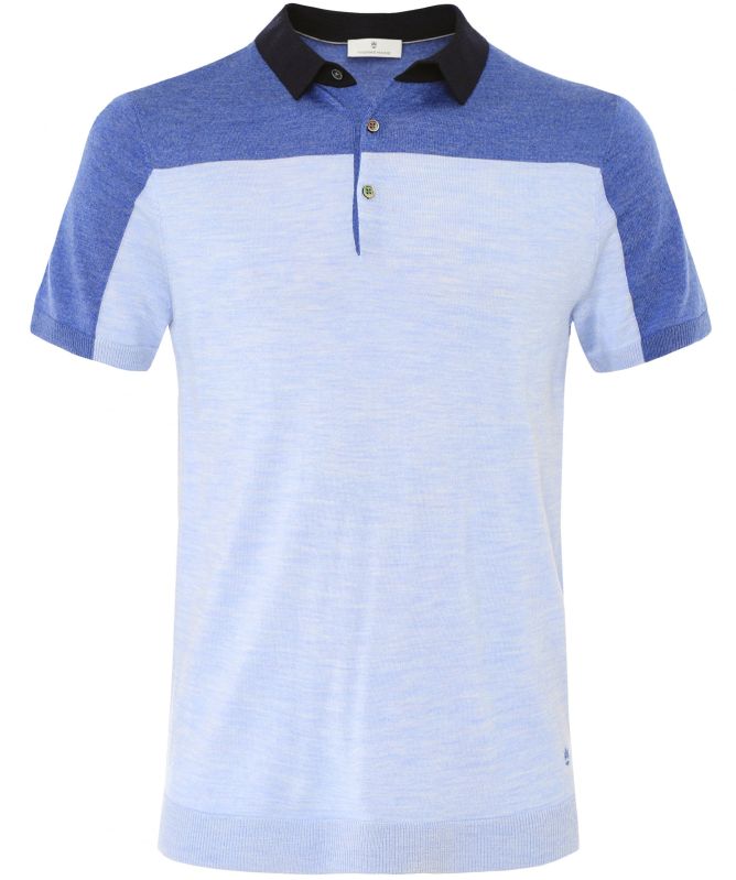 Thomas Maine Merino Wool Colour Block Polo Shirt