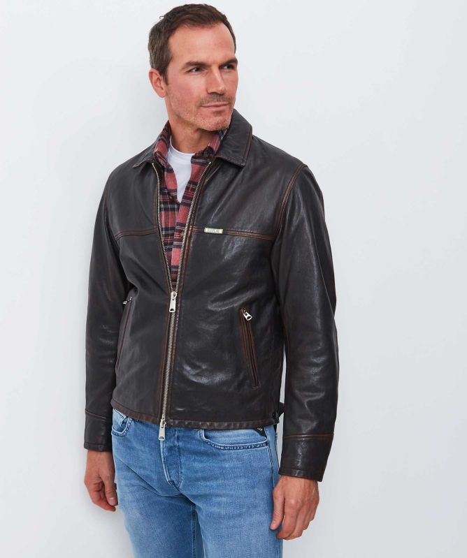 Replay Waxed Leather Jacket