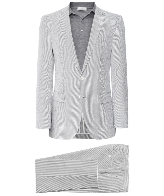 BOSS Slim Fit Cotton Pinstripe Helford/Gander3 Suit