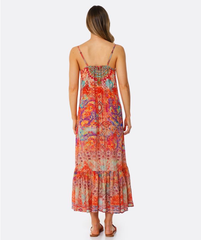 Inoa Modena Silk Frill Hem Maxi Dress