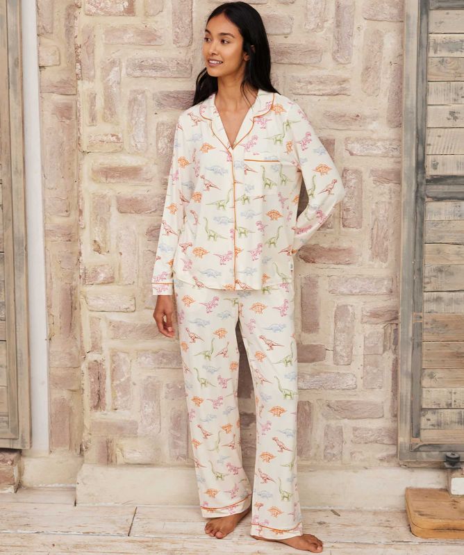Chelsea Peers Dinosaur Print Long Pyjama Set