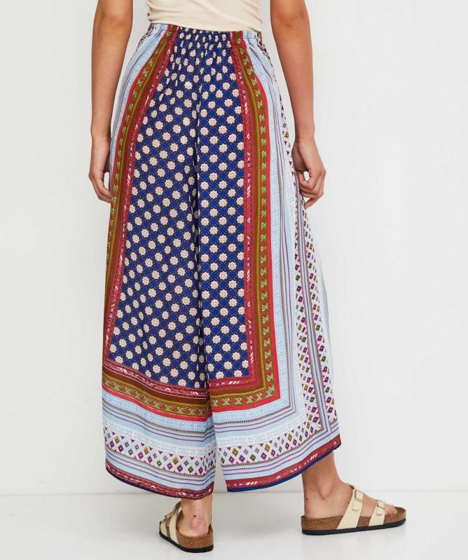 One Hundred Stars Moorish Indigo Crepe Palazzo Trousers