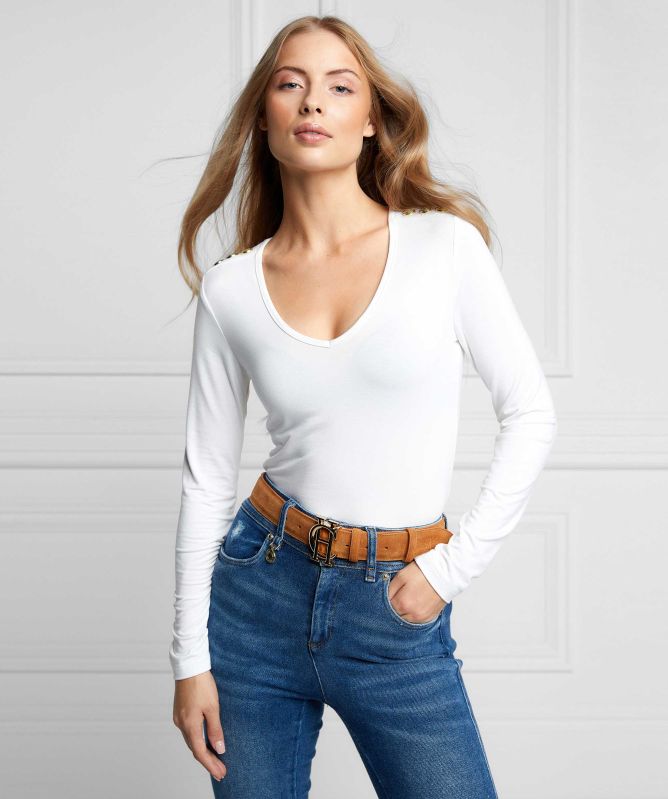 Holland Cooper Long Sleeve V-Neck T-Shirt