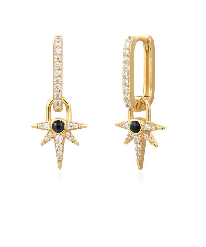 Ania Haie Black Onyx Star Drop Huggies