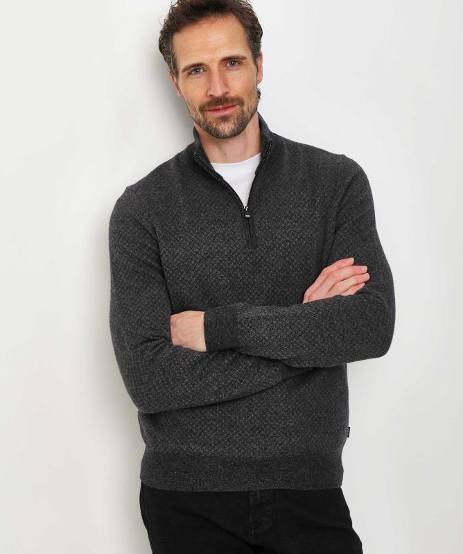 BOSS Virgin Wool Zip H-Eltorino Jumper