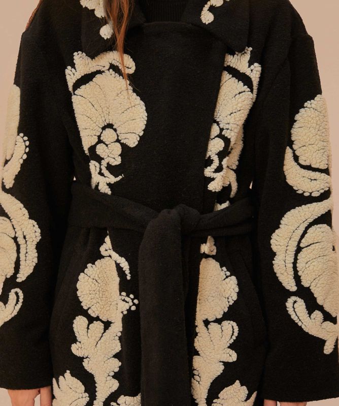 FARM Rio Black Helen Fleece Coat