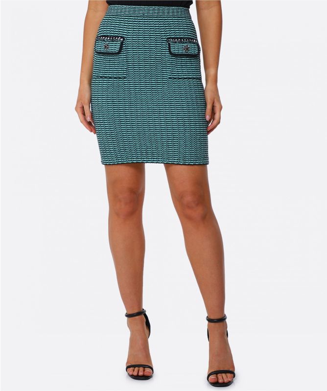 Self-Portrait Stripe Wool Skirt