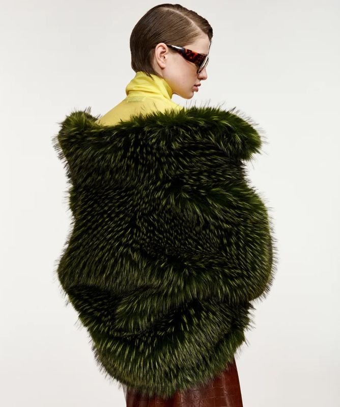 Essentiel Antwerp Kastanje Oversized Faux Fur Jacket