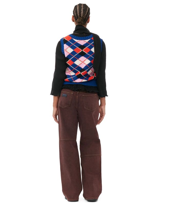 GANNI Organic Cotton Argyle Vest