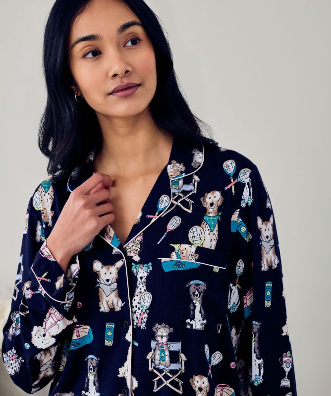 Chelsea Peers Tennis Dogs Print Long Pajamas