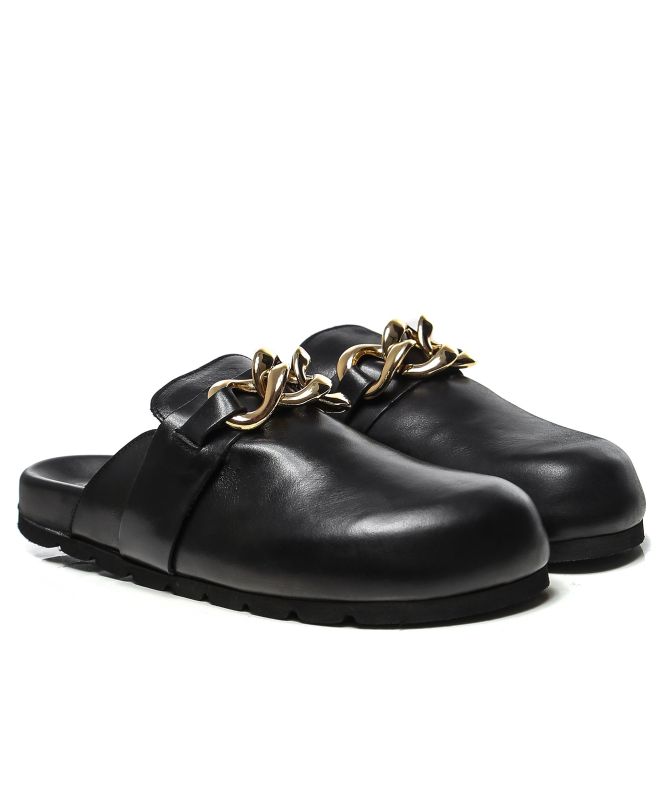 ALOHAS Fireplace Chain Leather Clogs