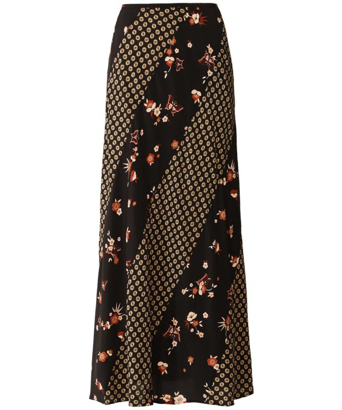 RIXO Silk Hudson Floral Midi Skirt