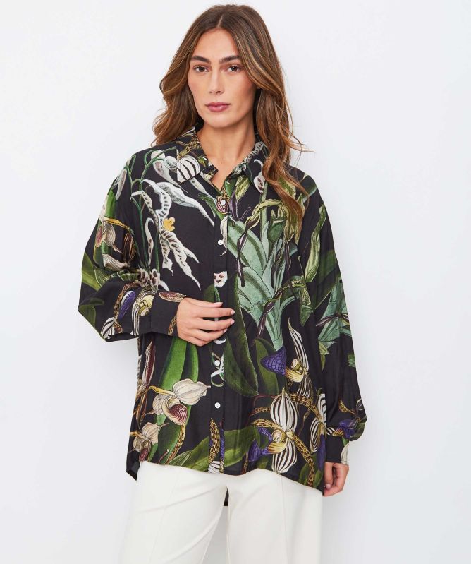 One Hundred Stars Orchid Black Oversized Shirt