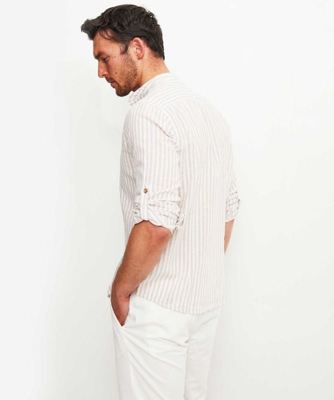 Seinse Linen Cotton Striped Shirt