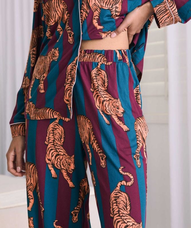 Chelsea Peers Tiger Stripe Print Long Pyjamas
