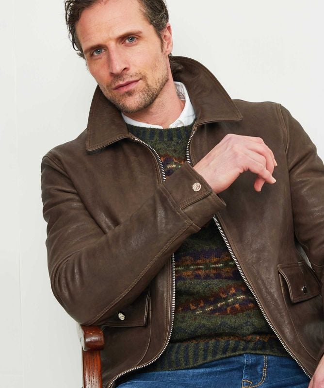 J. Blades Lined Leather Zip Jacket