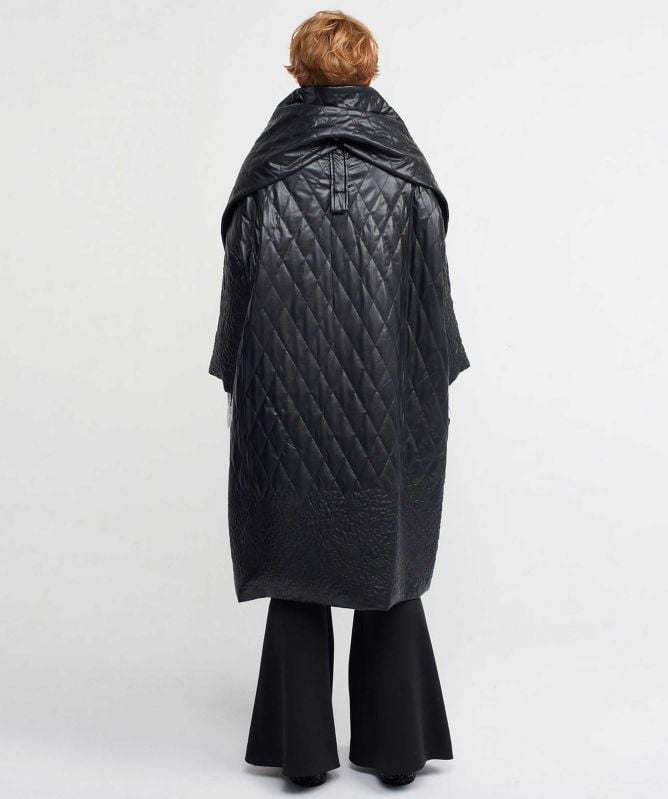 NU London Quilted Wrap Collar Coat