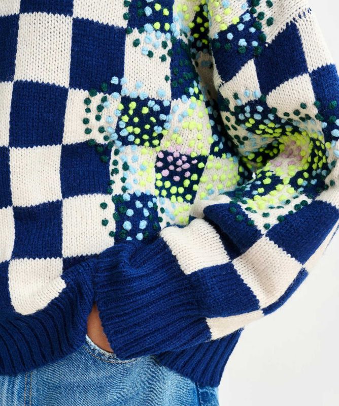 Essentiel Antwerp Inter Checkerboard Embroidered Jumper
