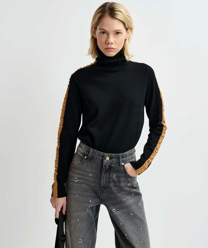 Essentiel Antwerp Gertini Tape Trim Turtleneck Sweater