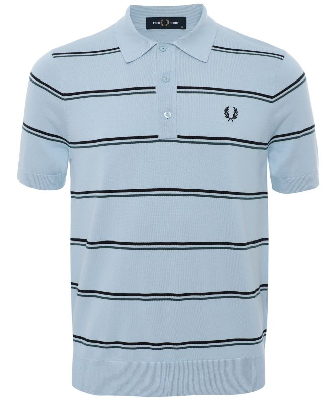 Fred Perry Striped Knitted Polo Shirt