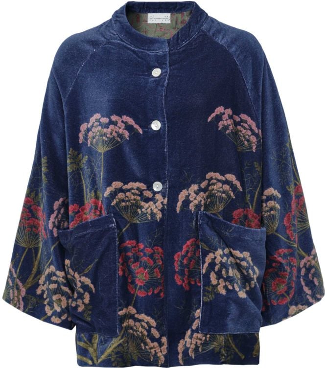 One Hundred Stars Parsley Seed Navy Velvet Jacket