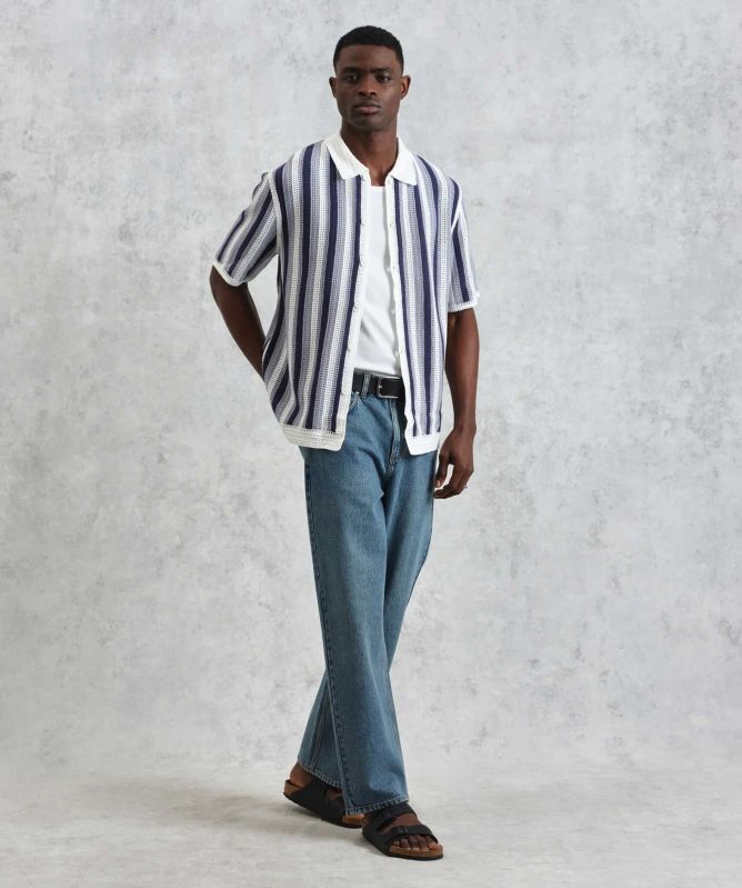 Wax London Crochet Stripe Porto Polo Shirt