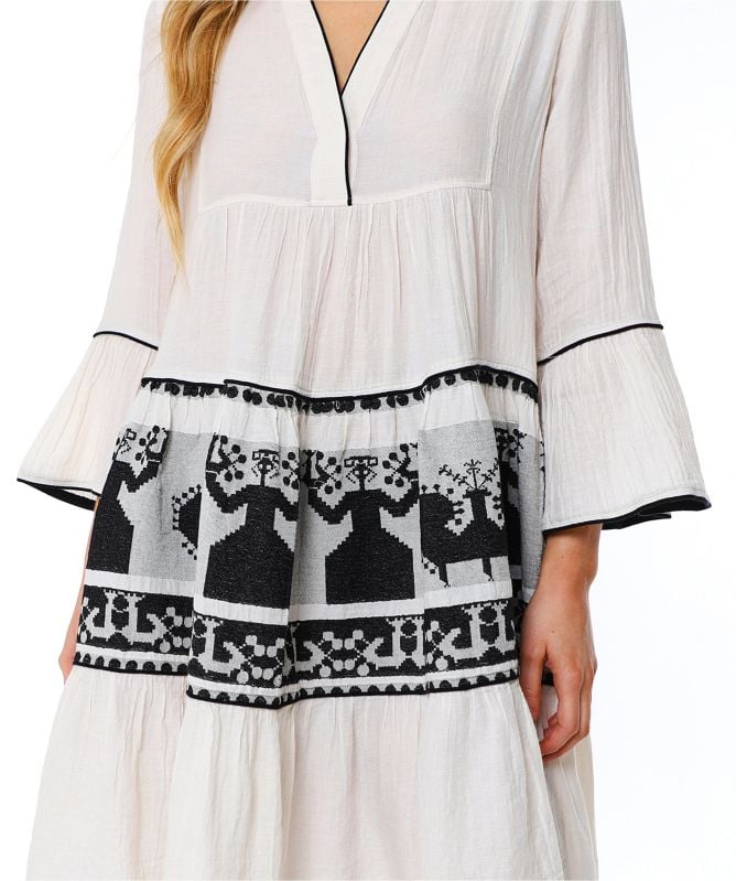 Devotion Twins Embroidered Bell Sleeve Mini Dress