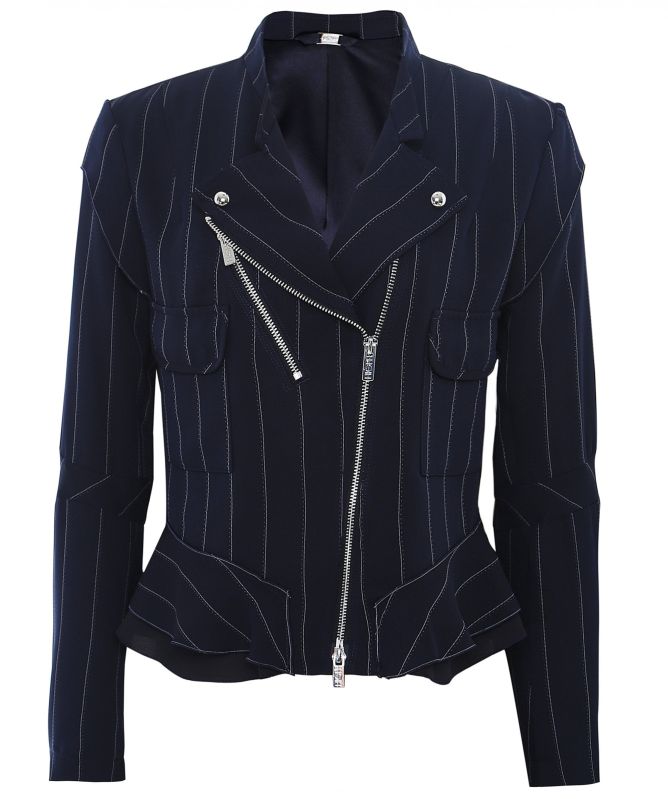 High Rowdy Pinstripe Biker Jacket