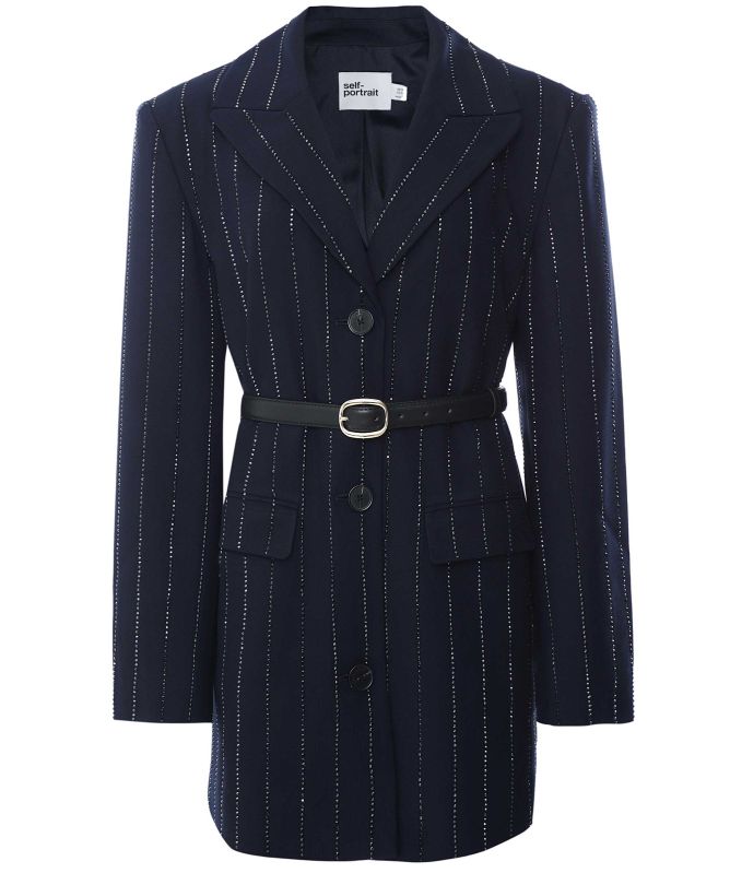 Self-Portrait Rhinestone Pinstripe Blazer