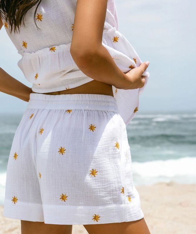 Chelsea Peers Embroidered Sunburst Shorts