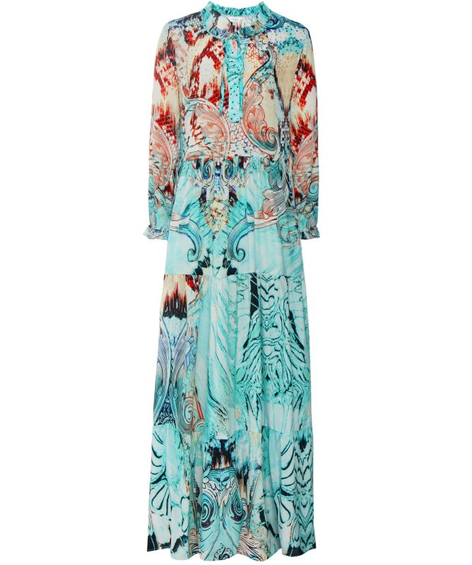 Inoa Gold Coast Silk Long Sleeve Maxi Dress