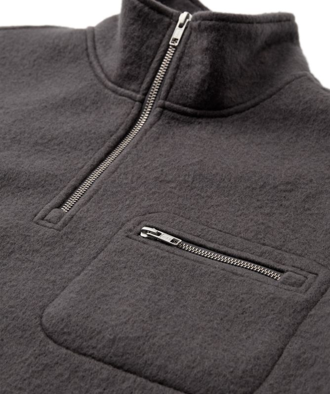 Anerkjendt Aktoni Half Zipper Boiled Wool Overshirt