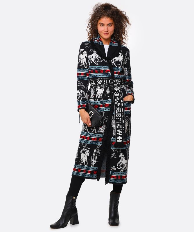 Hayley Menzies Bronco Merino Jacquard Long Cardigan
