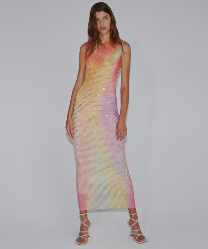 ワンピース Self-Portrait Midi Dress Draped With Rhinestones Self-Portrait Midi Dress Draped With Rhinestones | ShopSimon