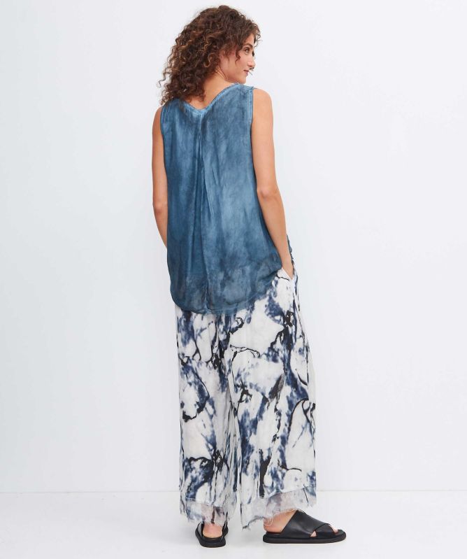 Sanctamuerte Marbled Wide Leg Trousers