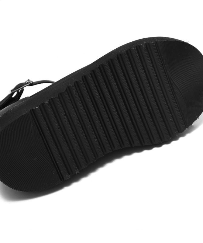 Lofina Black Leather Ankle Strap Platform Sandals Jules B