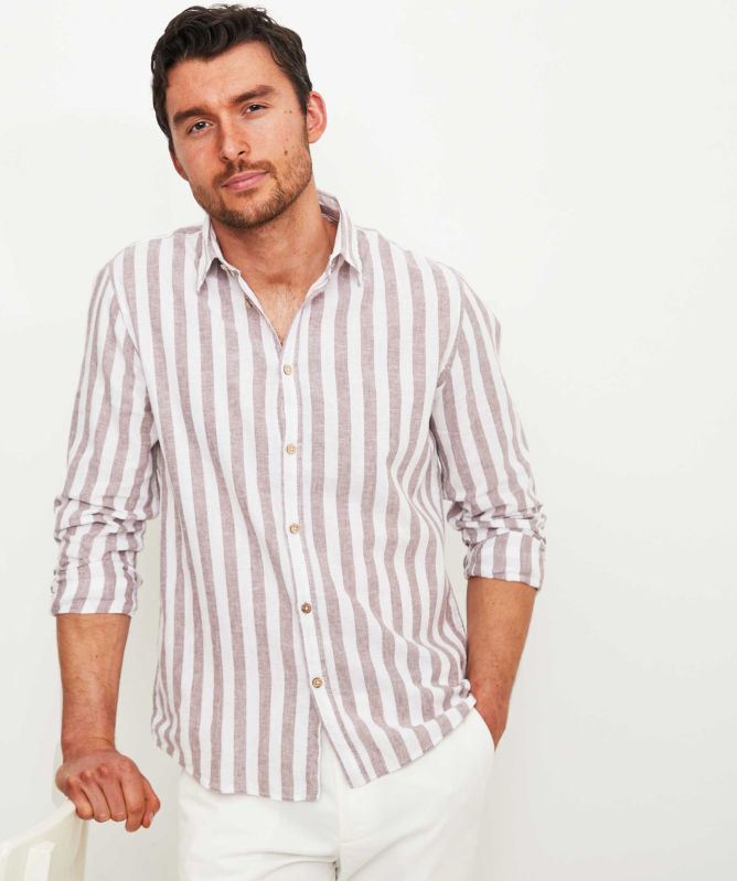 Seinse Cotton Linen Striped Shirt
